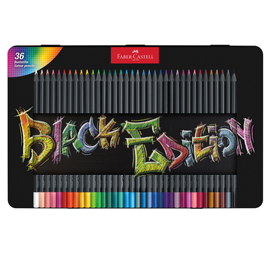 Matite colorate triangolare black edition - colori assortiti - faber-castell - conf.36 pezzi