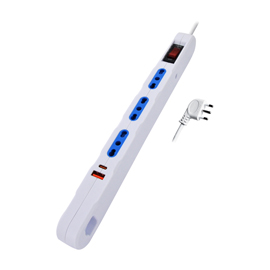 Multipresa piatta slim90 - salvaspazio - 5 prese - cavo 1,5 m - bianco - mkc