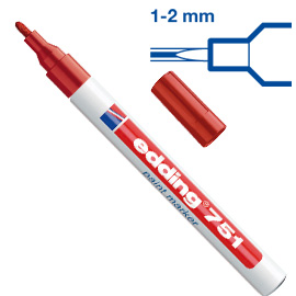 Marcatore edding 751 punta fine vernice rosso
