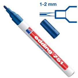 Marcatore edding 751 punta fine vernice blu