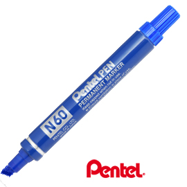 Marcatore pentel pen n60 blu p.scalpello