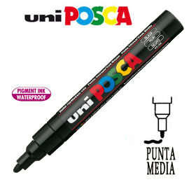 Marcatore uni posca pc5m p.media 1,8-2,5mm nero uni mitsubishi