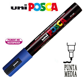 Marcatore uni posca pc5m p.media 1,8-2,5mm blu uni mitsubishi