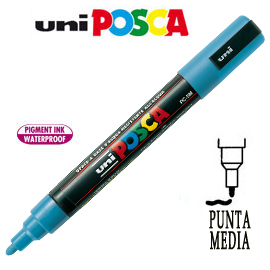 Marcatore uni posca pc5m p.media 1,8-2,5mm azzurro uni mitsubishi