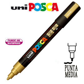 Marcatore uni posca pc5m p.media 1,8-2,5mm oro uni mitsubishi