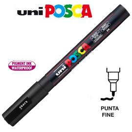 Marcatore uni posca pc3m p.fine 0,9-1,3mm nero uni mitsubishi