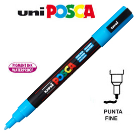Marcatore uni posca pc3m p.fine 0,9-1,3mm azzurro uni mitsubishi