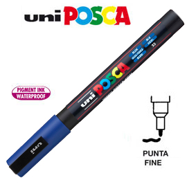 Marcatore uni posca pc3m p.fine 0,9-1,3mm blu uni mitsubishi