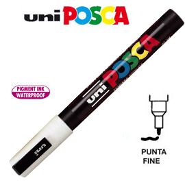 Marcatore uni posca pc3m p.fine 0,9-1,3mm bianco uni mitsubishi