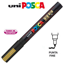 Marcatore uni posca pc3m p.fine 0,9-1,3mm oro uni mitsubishi