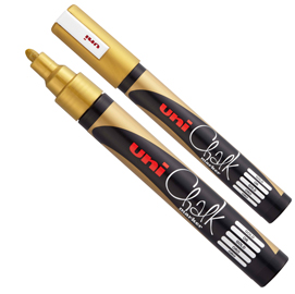 Marcatore a gesso liquido uni chalk p.tonda oro uni mitsubishi