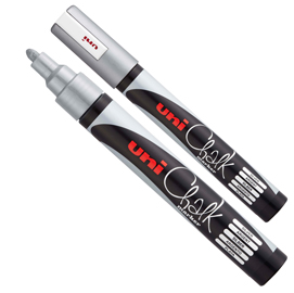 Marcatore a gesso liquido uni chalk p.tonda argento uni mitsubishi