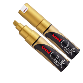 Marcatore a gesso liquido uni chalk p.scalpello oro uni mitsubishi