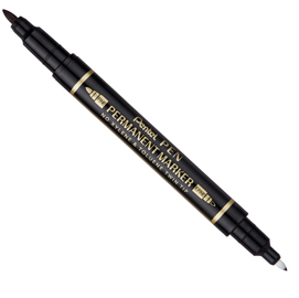 Marcatore permanente twin tip doppia punta f/ef nero pentel