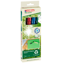 Marcatore permanente 25 ecoline - punta tonda 1.0 mm - colori assortiti - edding - conf. 4 pezzi