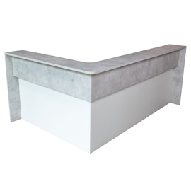 Modulo reception angolare welcome in - c/scrivania - 223 x 203 x 109 cm - bianco/cemento - linekit
