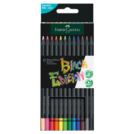 Matite colorate triangolare black edition - colori assortiti - faber-castell - conf.12 pezzi