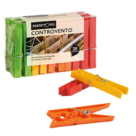 Mollette biancheria controvento colours - colori assortiti - perfetto - conf. 20 pezzi