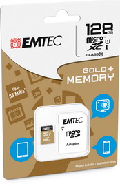 Micro sdxc emtec 128gb class 10 gold + con adattatore