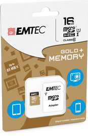 Micro sdhc emtec 16gb class 10 gold plus con adattatore