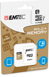 Micro sdhc emtec 8gb class 10 gold + con adattatore