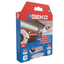 Nastro biadesivo slim mister attach - 9 mm x 5 m - bianco - geko - conf. 2 pezzi