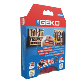 Nastro biadesivo extreme mister attach - 19 mm x 5 m - grigio/rosso - geko