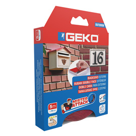Nastro biadesivo outdoor mister attach - 19 mm x 5 m - grigio/rosso - geko
