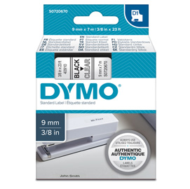 Nastro dymo tipo d1 (9mmx7m) nero/trasparente 409100
