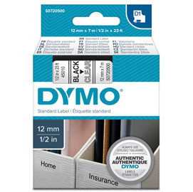 Nastro dymo tipo d1 (12mmx7m) nero/trasparente 450100