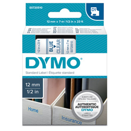 Nastro dymo tipo d1 (12mmx7m) blu/trasparente 450110