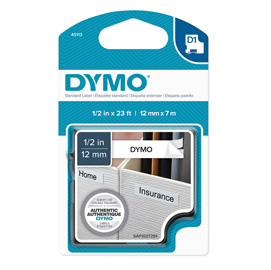 Nastro dymo tipo d1 (12mmx7m) nero/bianco 450130
