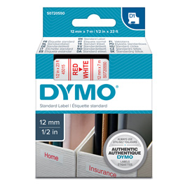 Nastro dymo tipo d1 (12mmx7m) rosso/bianco 450150