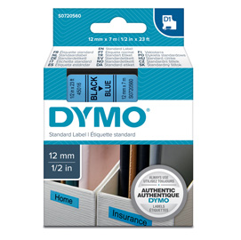 Nastro dymo tipo d1 (12mmx7m) nero/blu 450160