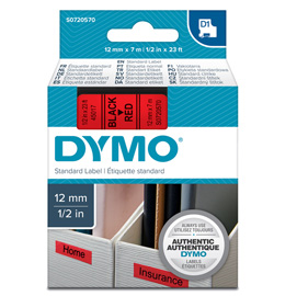 Nastro dymo tipo d1 (12mmx7m) nero/rosso 450170