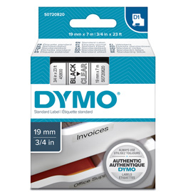 Nastro dymo tipo d1 (19mmx7mt) nero/trasparente 458000