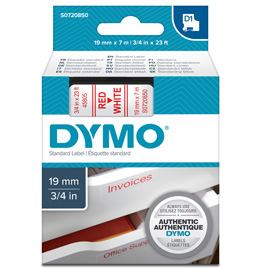 Nastro dymo tipo d1 (19mmx7mt) rosso/bianco 458050