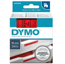 Nastro dymo tipo d1 (19mmx7mt) nero/rosso 458070