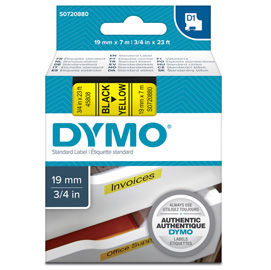 Nastro dymo tipo d1 (19mmx7mt) nero/giallo 458080
