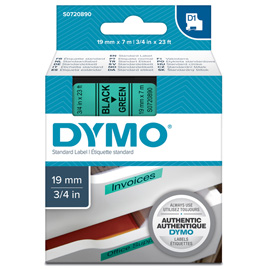 Nastro dymo tipo d1 (19mmx7mt) nero/verde 458090