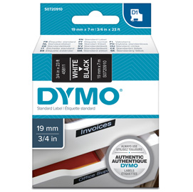 Nastro dymo tipo d1 (19mmx7mt) bianco/nero 458110