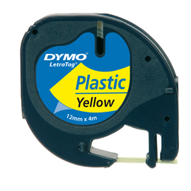 Nastro in plastica dymo letratag 12mmx4m giallo 912020