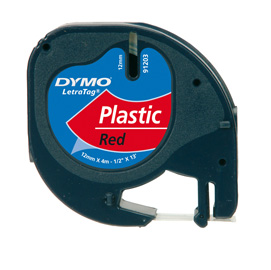Nastro in plastica dymo letratag 12mmx4m rosso 912030
