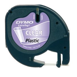 Nastro in plastica dymo letratag 12mmx4m trasparente 122670