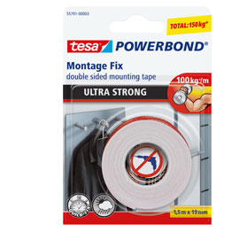 Nastro biadesivo 19mmx1,5mt powerbond ultra strong tesa