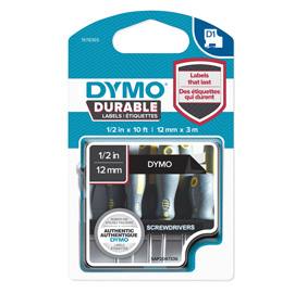 Nastro dymo tipo d1 durable (12mmx3mt) bianco/nero 1978365