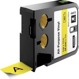 Nastro xtl in vinile 24mm x 7mt nero su giallo 1868773 rhino