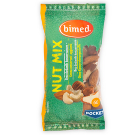 Nut mix nocciole, anacardi, mandorle, arachidi, noci brasili pocket 60g - bimed