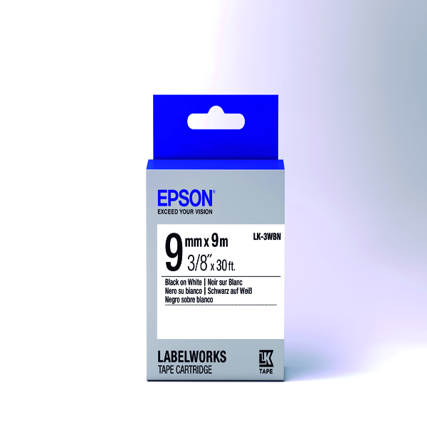Nastro etichettatrice epson lk-3wbn nastro nero/bianco 9mm9 metri