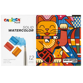 Pastiglia acquerello - d 18 mm x 10 mm - colori assortiti - carioca plus - conf. 12 pezzi